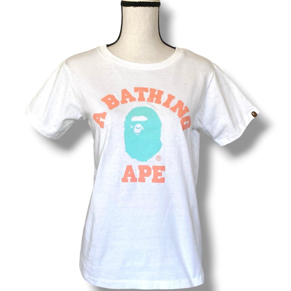 Auth A Bathing Ape BAPE Short Sleeve Colours College Graphic TShirt Sz 8 Fits S